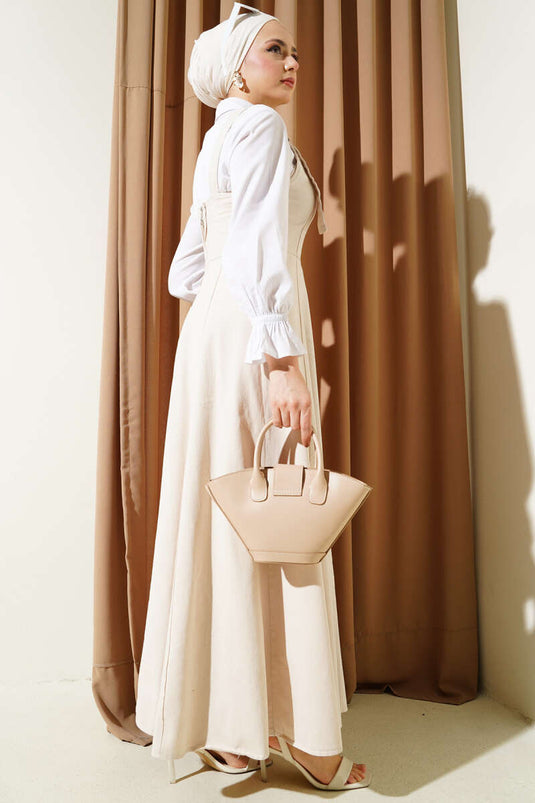 Thick Strap Gabardine Vest Beige