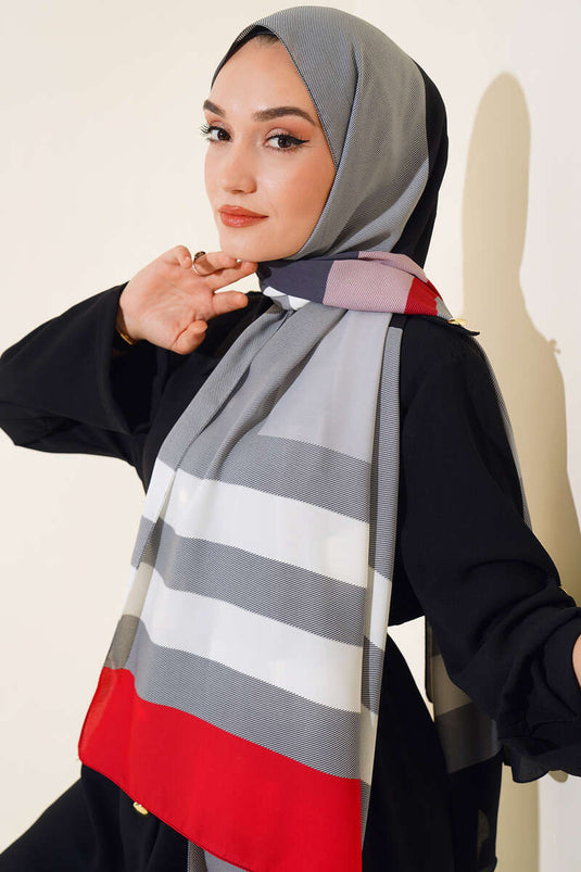 Thick Striped Medina Shawl Anthracite