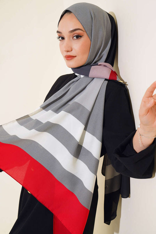 Thick Striped Medina Shawl Anthracite
