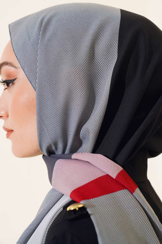 Thick Striped Medina Shawl Anthracite