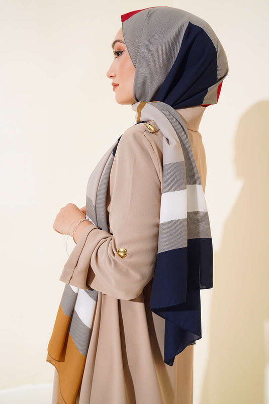 Kalın Çizgili Medine Şal Bordo