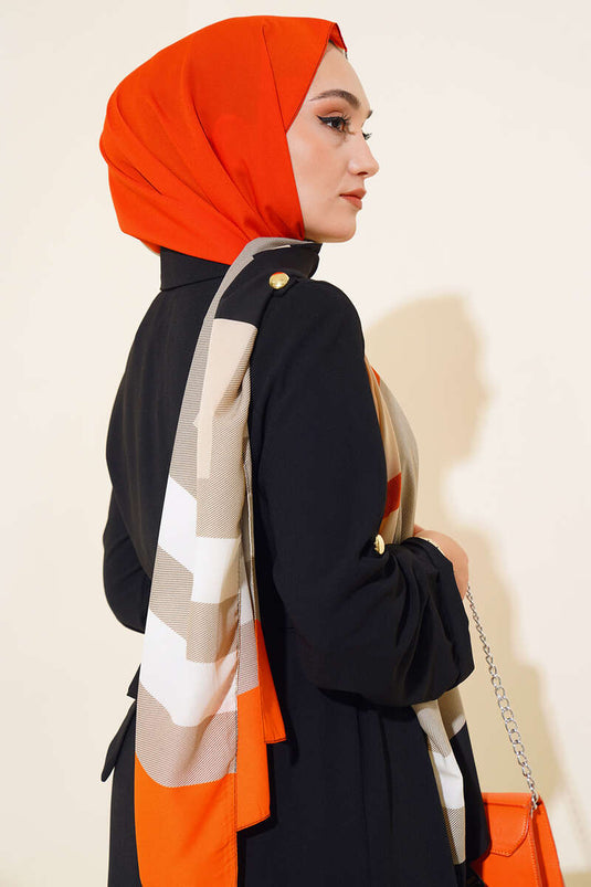 Kalın Çizgili Medine Şal Kiremit