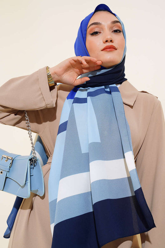 Kalın Çizgili Medine Şal Saks