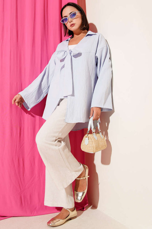 Kalın İp Bağcıklı Kimono Bebe Mavi