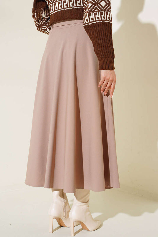 Jupe Évasée Ceinturée Épaisse Vison