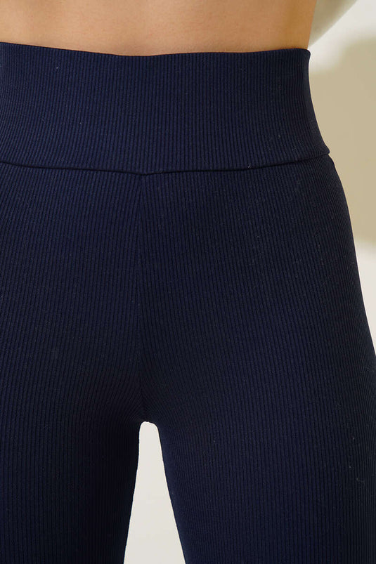 Thick Rubber Band Leggings Navy Blue