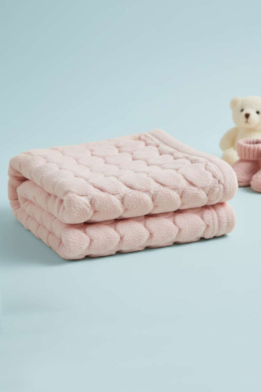 Kalp Desenli Bebek Battaniye Pembe