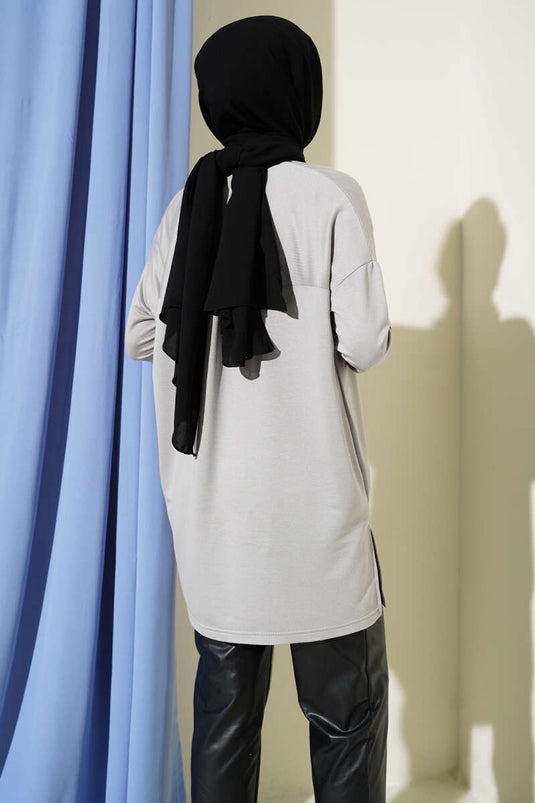 Tunique Basic Avec Détail De Cœur En Gris