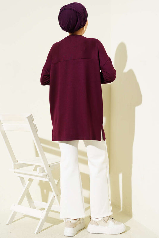 تونيك أساسي بتفصيل قلب بلون برقوقي