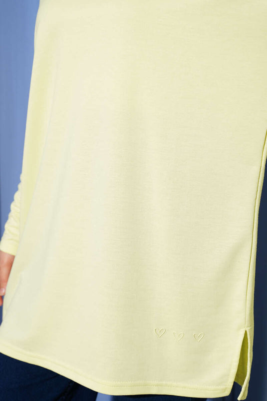 Kalp Detaylı Basic Tunik Sarı