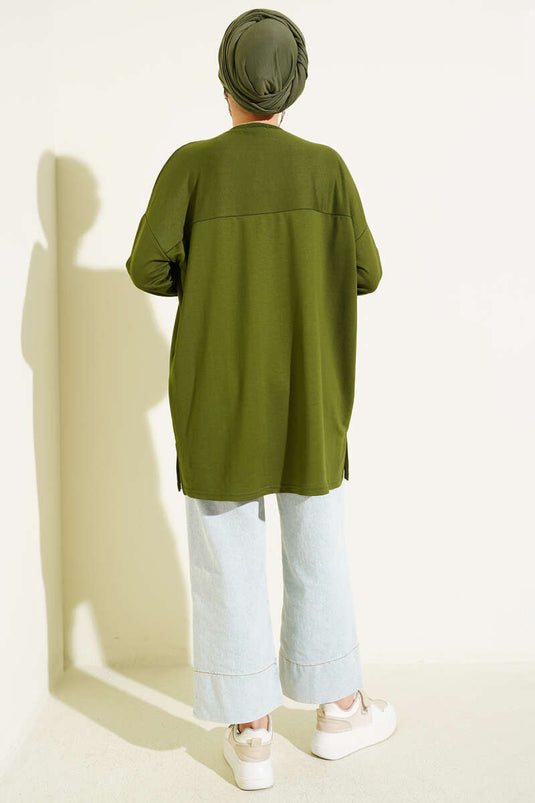 Kalp Detaylı Basic Tunik Yeşil