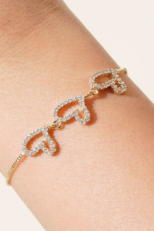 Kalp Detaylı Bileklik Gold