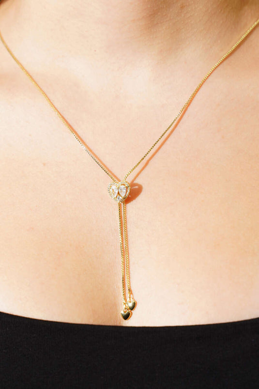 Heart Detail Stone Pendant Gold