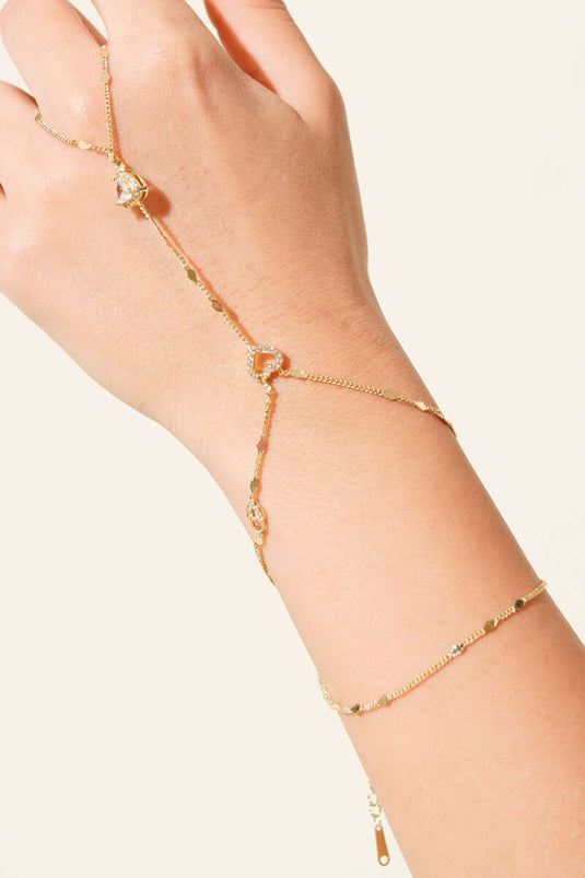 Heart-Shaped Stone Shahmaran Bracelet Gold