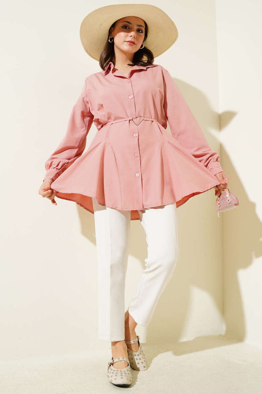 Chemise Rose Avec Ceinture À Boucle En Cœur