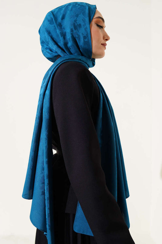 Châle jacquard à motif camouflage, couleur pétrole