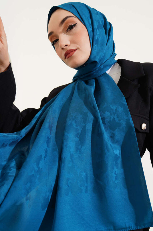 Châle jacquard à motif camouflage, couleur pétrole