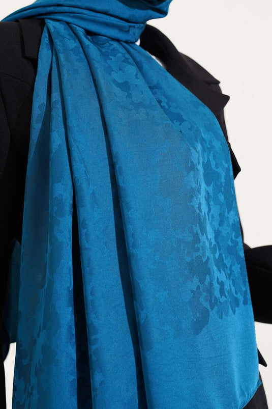 Châle jacquard à motif camouflage, couleur pétrole