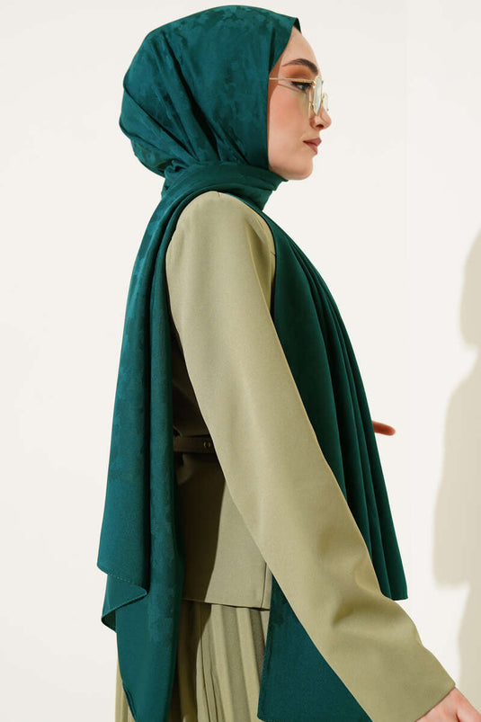Camouflage Pattern Jacquard Shawl Emerald