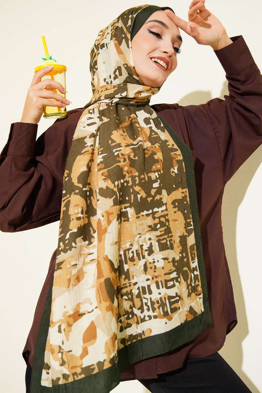 Bambus-Kash-Schal mit Tarnmuster, Khaki -05