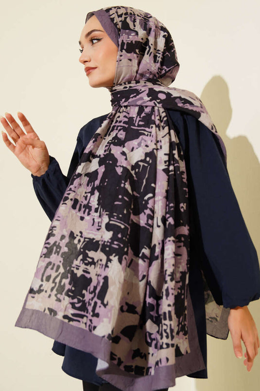 Bambus-Kash-Schal mit Camouflage-Muster, Dunkelmink -08