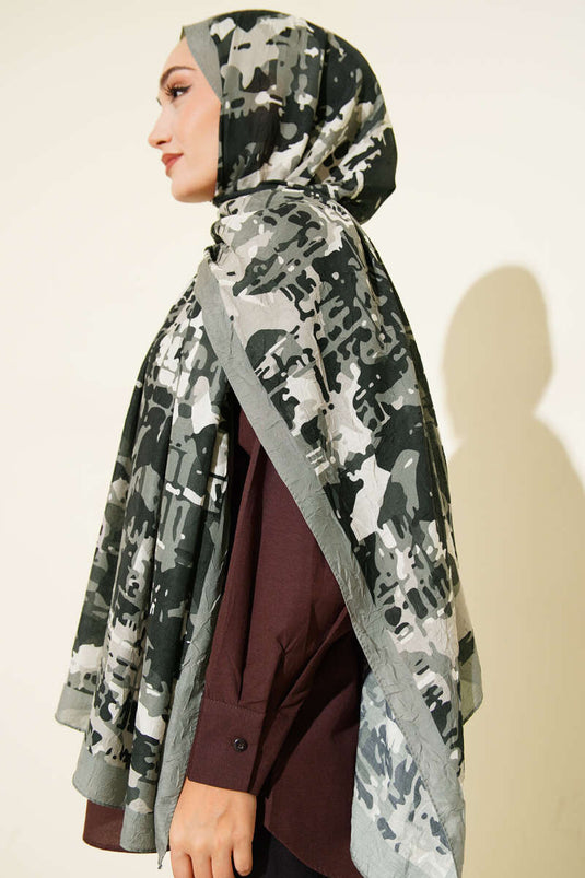 Bambus-Kash-Schal mit Camouflage-Muster, Schwarzer Stein -13