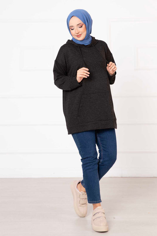 Kangaroo Pocket Hijab Sweatshirt Anthracite