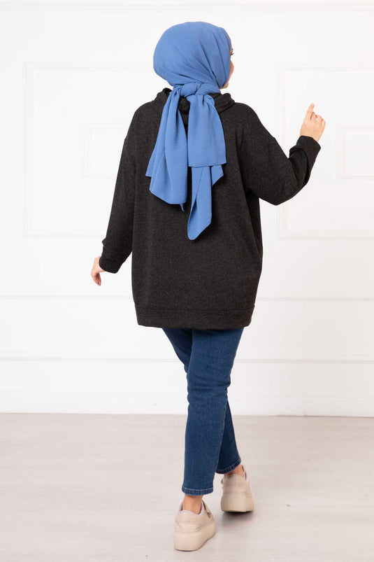 Kangaroo Pocket Hijab Sweatshirt Anthracite
