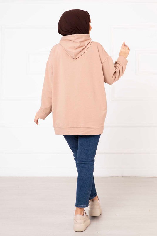 Kangaroo Pocket Hijab Sweatshirt Camel