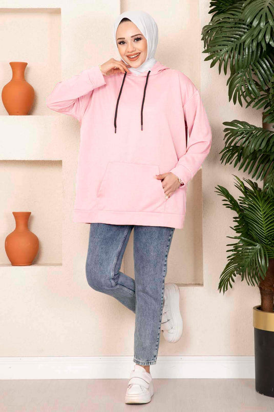 Sweat Hijab Poche Kangourou Poudre