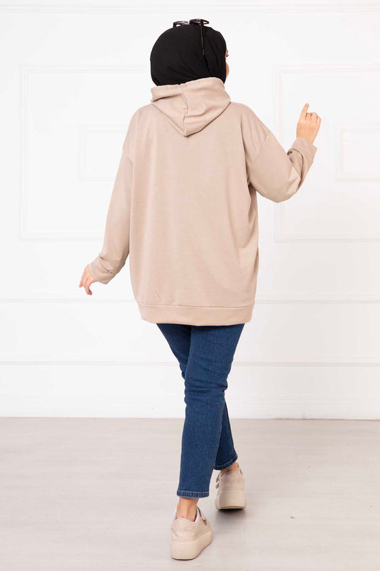 Sweat-shirt Hijab avec poche kangourou en vison