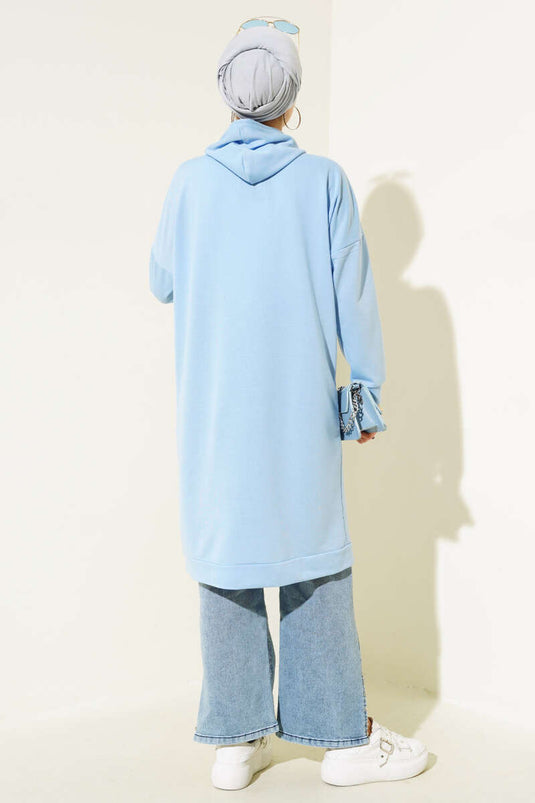 Hooded Pocket Tunic Baby Blue