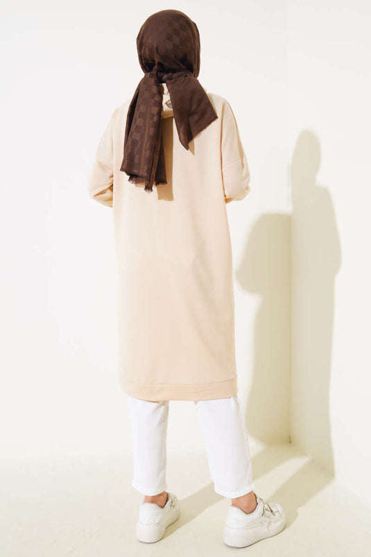 Beige Hoodie Tunic