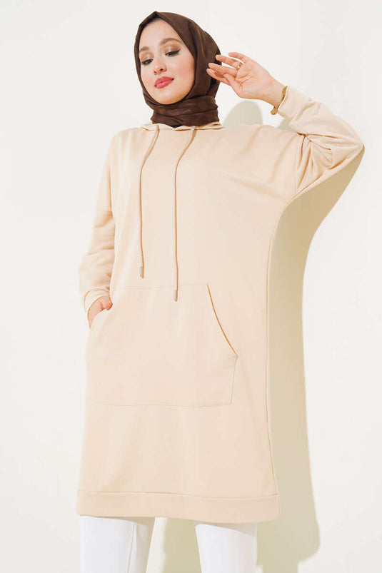 Beige Hoodie Tunic