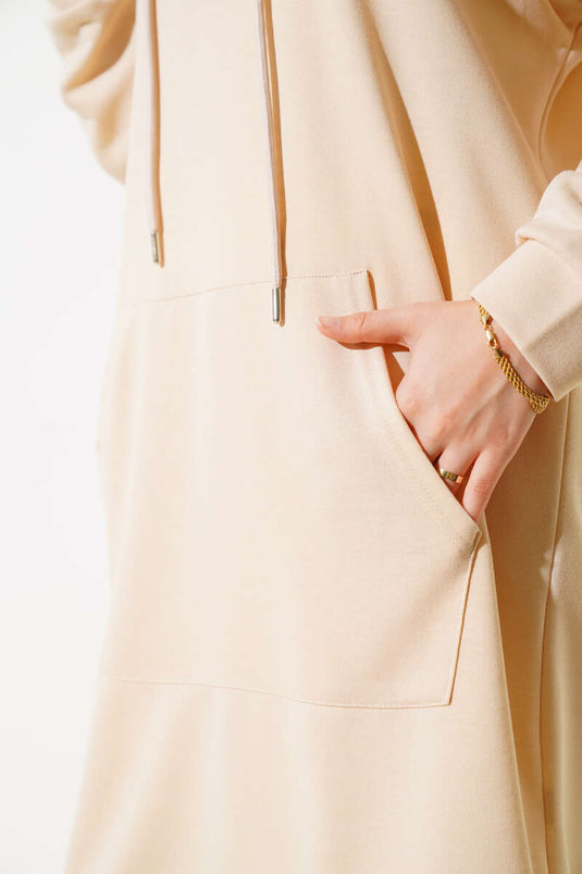 Beige Hoodie Tunic