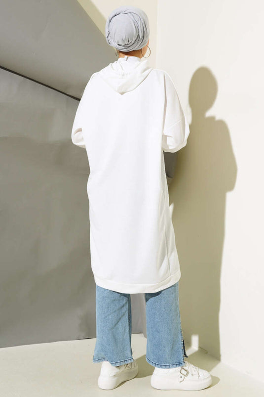 Tunica con tasca a marsupio Bianca