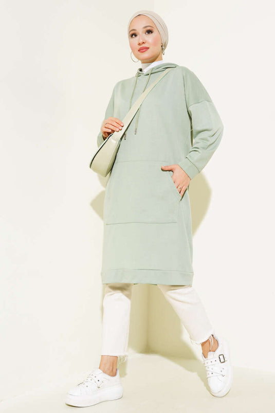 Pocket Hoodie Tunic Sage Green