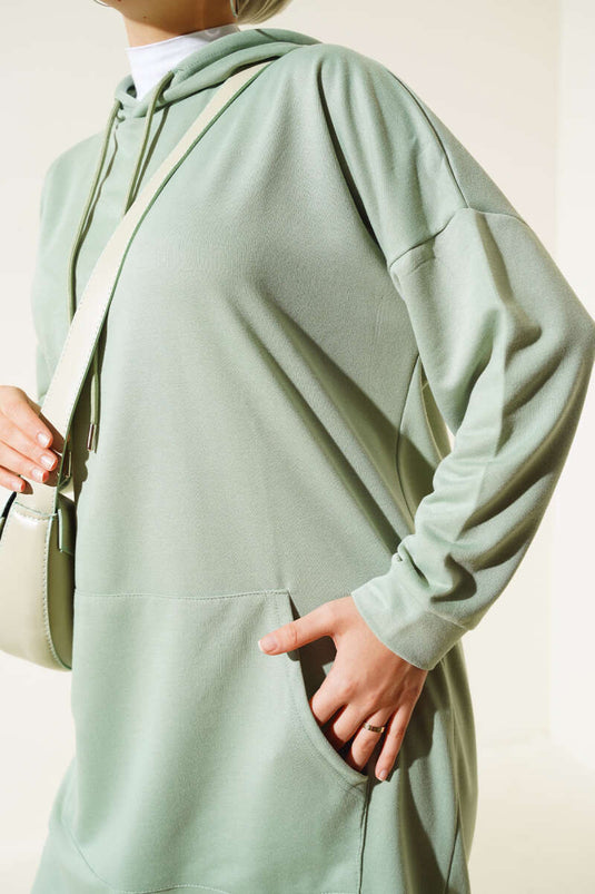 Tunica con tasca a marsupio Verde