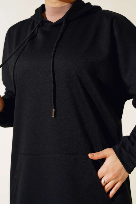 Kangaroo Pocket Tunic Black