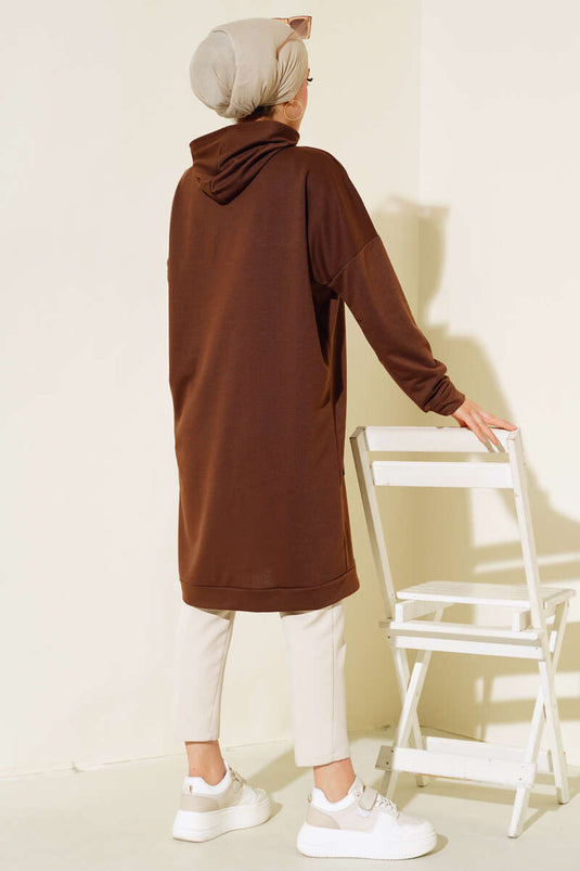 Tunique Poche Kangourou Marron