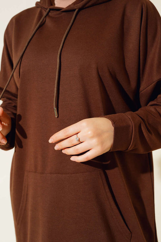 Tunique Poche Kangourou Marron