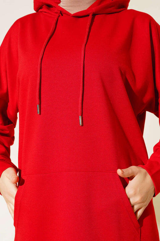 Tunique Poche Kangourou Rouge