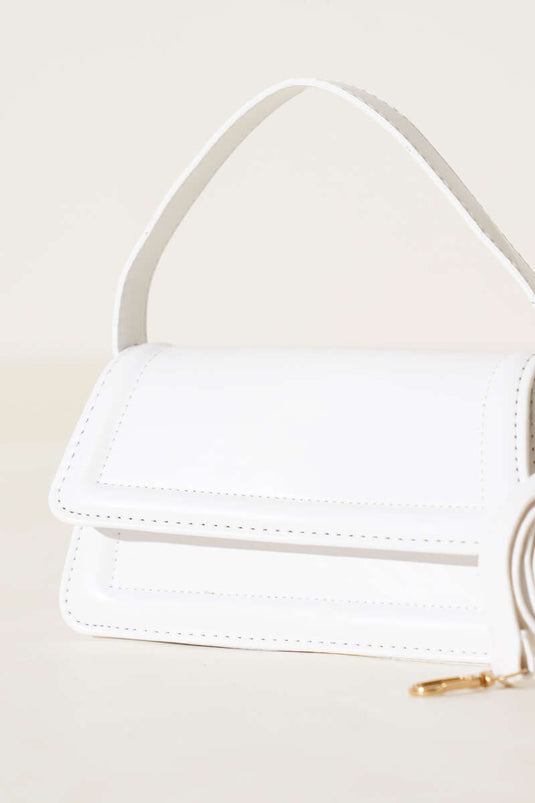 White Magnetic Flap Handbag