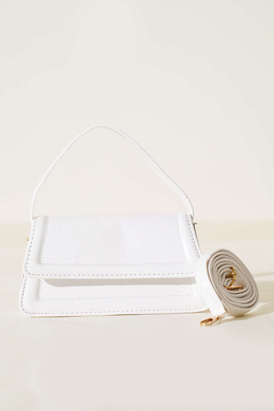 White Magnetic Flap Handbag
