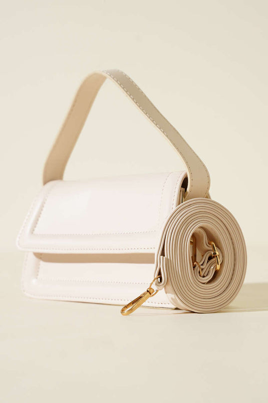 Cream Magnetic Flap Handbag