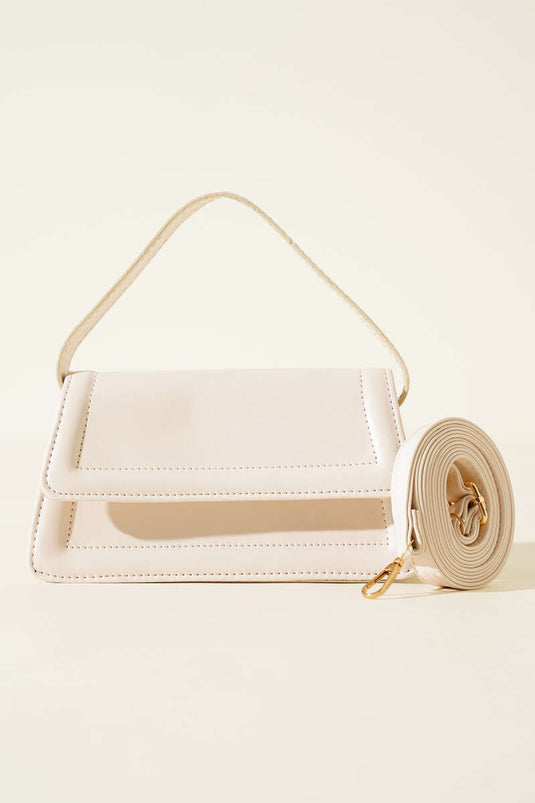 Cream Magnetic Flap Handbag