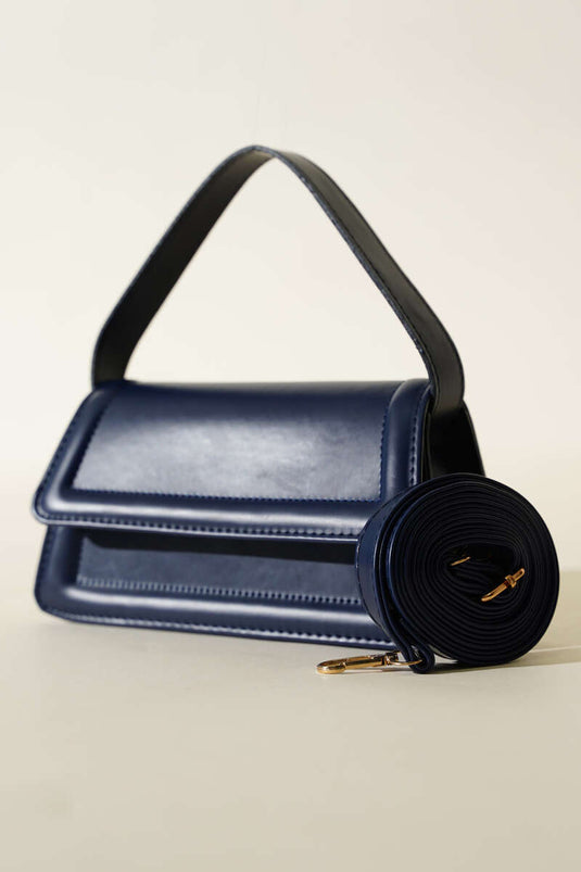 Pochette magnétique avec couvercle, bleu marine