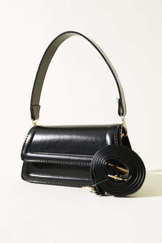 Borsa a Mano con Chiusura a Calotta Magnetica Nera