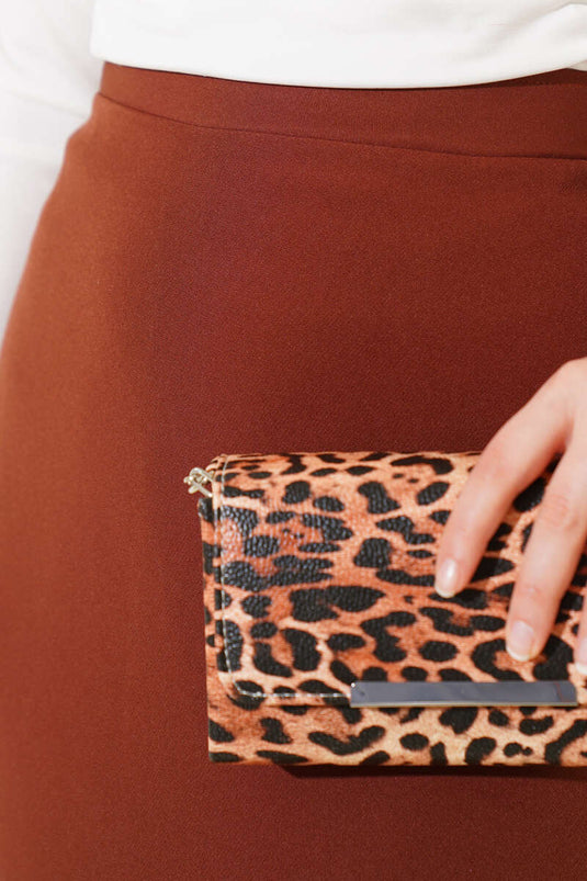 Geschlossener Schlitz Bleistiftrock Braun