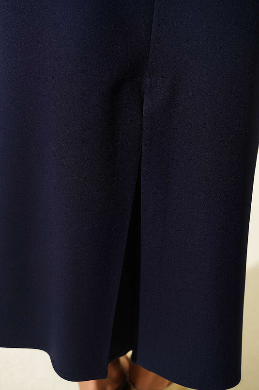 Navy Modest Bleistiftrock Mit Seitenschlitz